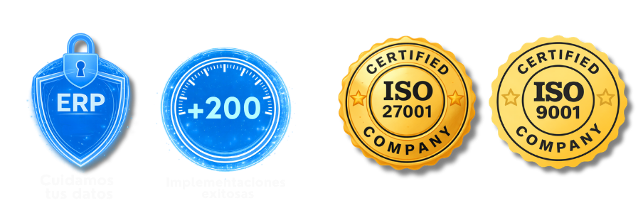 Certificaciones DrivErp: ERP +200, ISO 27001, ISO 9001